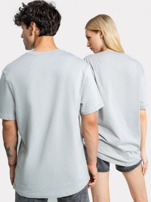 Прямая свободная футболка из хлопка серого цвета