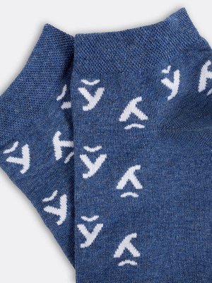 Носки мужские укороченные в синем оттенке с рисунком в виде У нескладовых (1 упаковка по 5 пар)