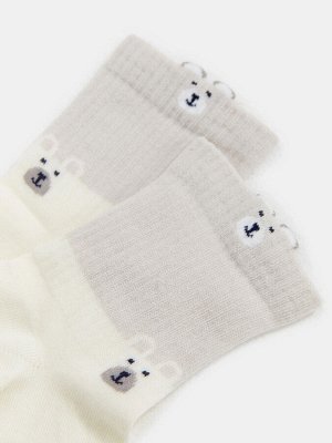 Носки женские серые с рисунком в виде медведей (1 упаковка по 5 пар)