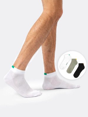 Набор (3 шт.) носков мужских укороченных с рисунком цветного прямоугольника