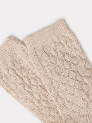 Носки женские шерстяные белые с текстурой объемных ромбиков (1 упаковка по 5 пар)