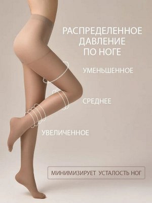 OMSA ATTIVA 30 колготки женские, поддерживающие, с распределённым давлением по ноге. Штанишки, уплотненный носок, ластовица.
