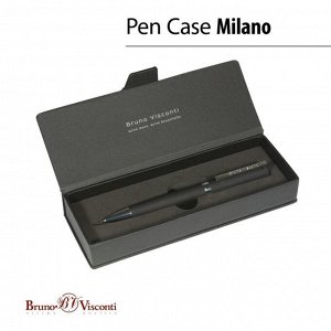 Ручка шариковая поворотная, 1.0 мм, BrunoVisconti MILANO, стержень синий, металлический корпус Soft Touch чёрный, в футляре из экокожи