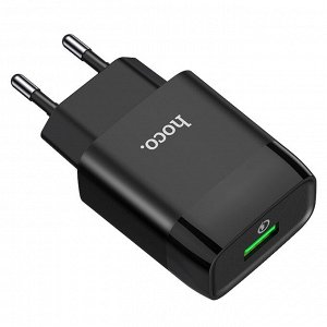 Сетевое зарядное устройство Hoco C72Q, 18 Вт, USB QC3.0 - 3 А, черный   7687046