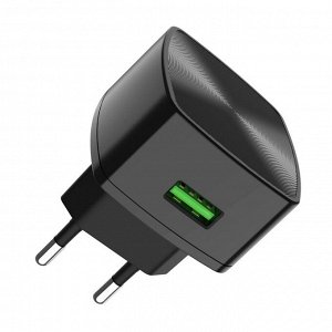 Сетевое зарядное устройство Hoco C70A, 18 Вт, USB QC3.0 - 3 А, черный   7687049