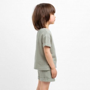 Костюм (футболка и шорты ) детский KAFTAN «Муслин» 32 (110-116 см), зелёный