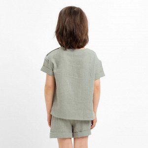 Костюм (футболка и шорты ) детский KAFTAN «Муслин» 32 (110-116 см), зелёный