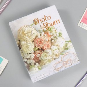 Фотоальбом на 100 фото 10х15 см "Белые розы" золото, в коробке МИКС 5,7х25х26 см