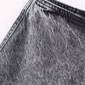 Женская джинсовая мини-юбка, с декором, серый