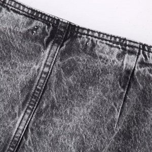Женская джинсовая мини-юбка, с декором, серый