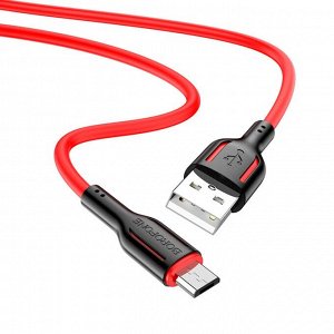 Кабель Borofone BX63, microUSB - USB, 2.4 А, 1 м, TPE оплётка, красный 9088709