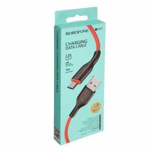 Кабель Borofone BX63, microUSB - USB, 2.4 А, 1 м, TPE оплётка, красный 9088709