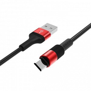 Кабель Borofone BX21, microUSB - USB, 2.4 А, 1 м, тканевая оплётка, красный 9088755