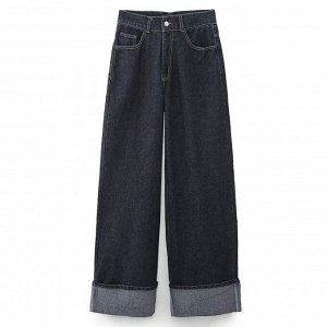 Женские широкие джинсы, с широкими отворотами, как на фото