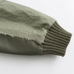 Женская куртка-бомбер с необработанными краями, оливковый