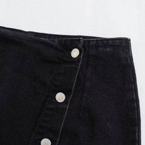 Длинная джинсовая юбка на пуговицах, черный