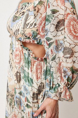 Ограниченное макси-тканое платье с шифоновой подкладкой с разноцветным этническим рисунком