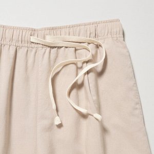 Женские брюки из смесового льна, бежевый