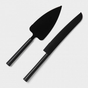 Набор кондитерских инструментов Доляна Black, 2 предмета: лопатка (длина лезвия 12,5 см), нож (длина лезвия 16,5 см), цвет чёрный