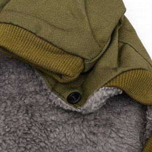 Куртка для собак с меховым капюшоном, S (ДС 20 см, ОШ 23 см, ОГ 32 см), зелёная