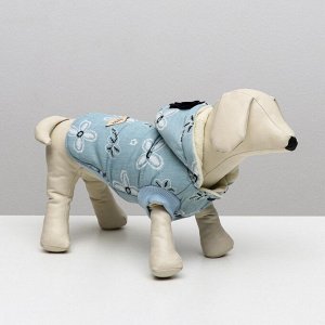 ВЫВОДИМ Куртка для собак с цветами, L (ДС 30 см, ОШ 29 см, ОГ 44 см), голубая