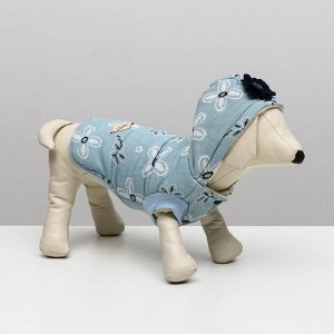 СИМА-ЛЕНД ВЫВОДИМ Куртка для собак с цветами, M (ДС 25 см, ОШ 26 см, ОГ 37 см), голубая