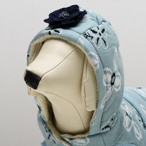 Куртка для собак с цветами, L (ДС 30 см, ОШ 29 см, ОГ 44 см), голубая