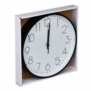 Часы настенные круглые, пластиковая оправа, 29 см, арт08-38