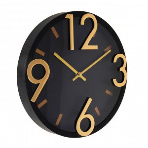 LADECOR CHRONO Часы настенные круглые, пластик, d30 см, 1xAA, цвет черный, арт.06-60