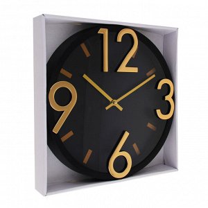 LADECOR CHRONO Часы настенные круглые, пластик, d30 см, 1xAA, цвет черный, арт.06-60