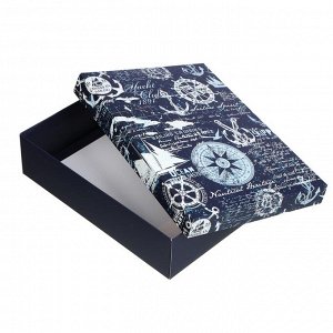 Коробка подарочная складная, бумага, 27х20,5х6,8 см, дизайн морской