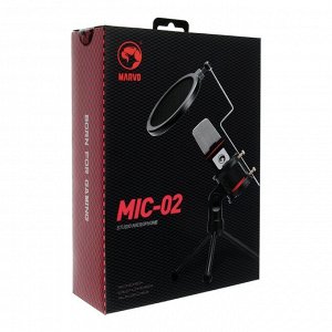 Микрофон Marvo MIC-02, гибкая стойка, 3,5 мм, кабель 1,5 м, чёрный