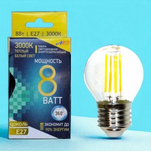 ЛАМПА СВЕТОДИОДНАЯ LED-Premium ШАР 8Вт Е27 3000К прозрачная