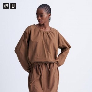 UNIQLO - объемная укороченная кофта на резинке - 37 BROWN