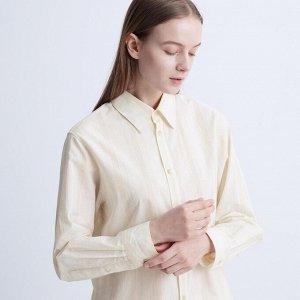 UNIQLO - свободная длинная рубашка в полоску - 35 BROWN