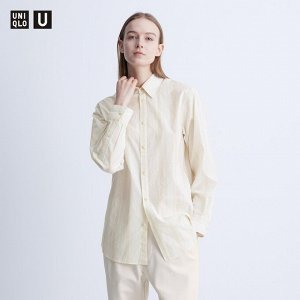 UNIQLO - свободная длинная рубашка в полоску - 30 NATURAL