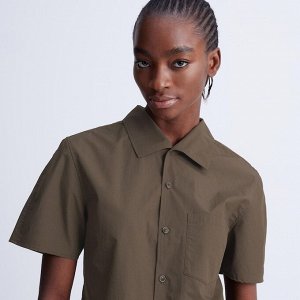 UNIQLO - рубашка с короткими рукавами и широким воротником - 38 DARK BROWN