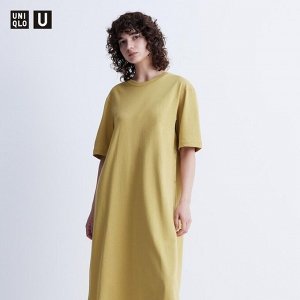 UNIQLO - платье из креп-хлопка на кнопках - 43 YELLOW