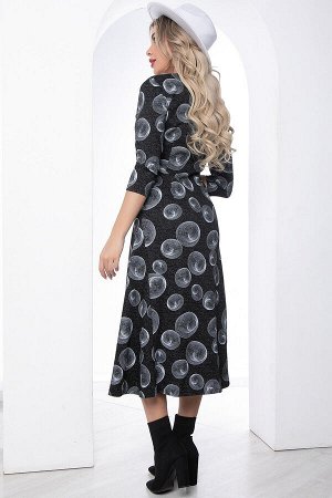 Платье "Идеал стиля" (черное/принт) П8792