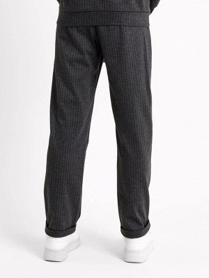 Школьные брюки для мальчиков в цвете черно-серая елочка