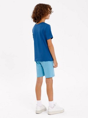 Комплект для мальчиков (джемпер, шорты) сине-голубой с печатью