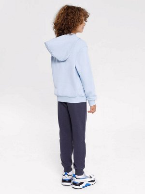 Комплект для мальчиков (худи, брюки) графитово-голубого цвета с принтом