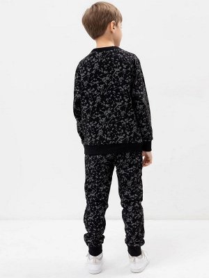 Теплый комплект для мальчиков (свитшот и брюки) в расцветке серые брызги на черном