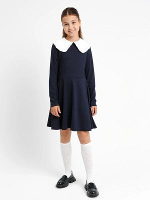 Платье для девочек в темно-синем цвете с белым воротничком