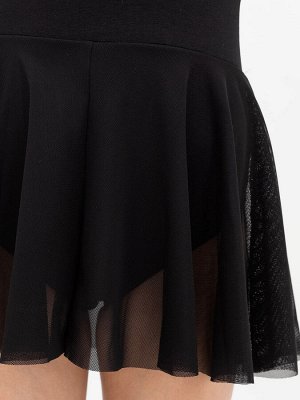 Комбидрес с юбкой из сетки черного цвета для девочек
