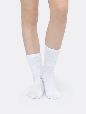 Детские высокие носки белого цвета с зеленым прямоугольником (1 упаковка по 5 пар)