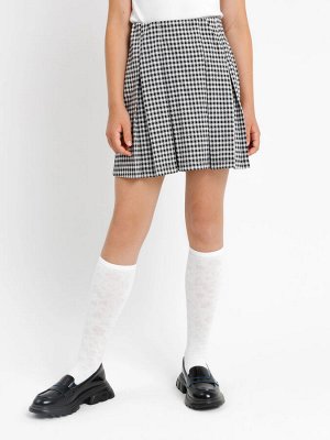 Расклешенная юбка в черно-белую клетку виши для девочек