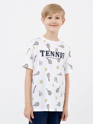 Хлопковая футболка в белом цвете с теннисным принтом