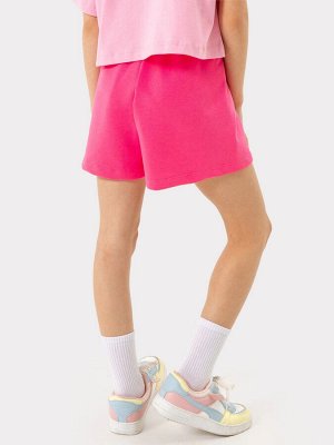 Шорты для девочек розового цвета с принтом и шнуровкой