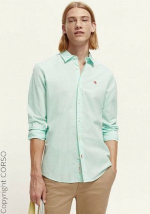 рубашка бренд Scotch & Soda Основы рубашек – тонкие (Shirt Essentials - Slim-)Цвет изделия: мятный Бренд: Scotch & Soda Ассортимент: He. Рубашки Размерная категория: Обычные размеры Рубашка с длинными